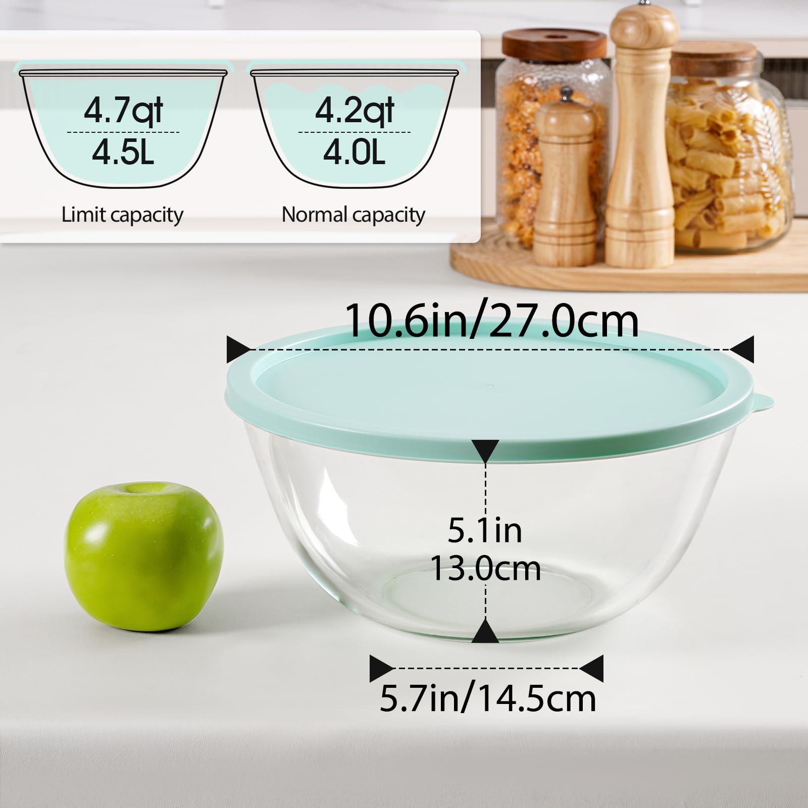 NUTRIUPS borosilicate glass bowl shows clarity and heat resistance.