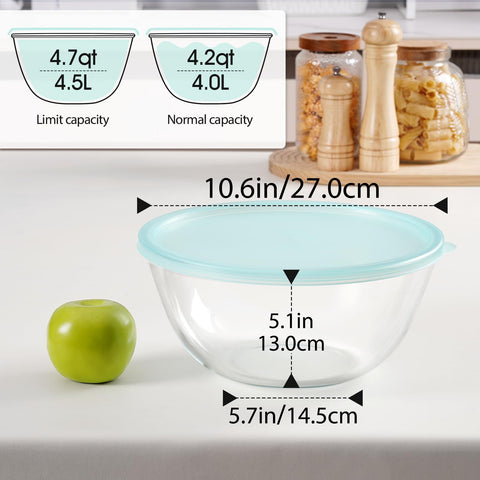 NUTRIUPS deep glass salad bowl with lid for meal prep.