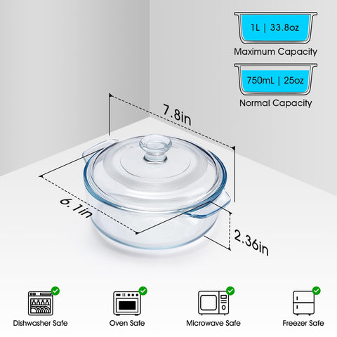 NUTRIUPS mini-serving glass casserole dish, interior view, ideal for one-person meals