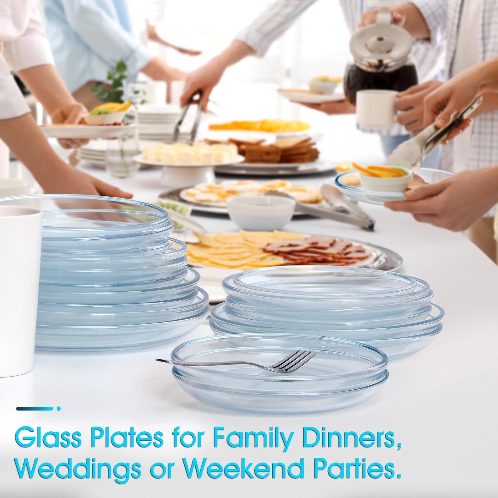 NUTRIUPS clear glass plate enhances presentation during entertaining.