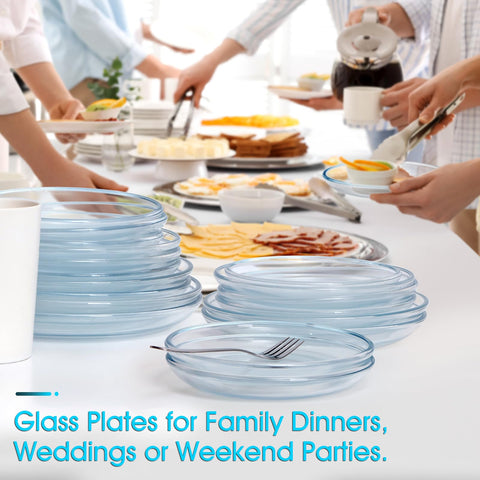 NUTRIUPS clear glass plate enhances presentation during entertaining.