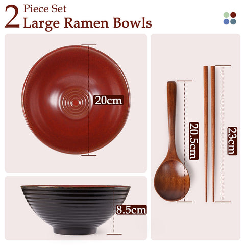 NUTRIUPS 8-inch ramen bowl in rusty red brown glaze, keeps broth warm