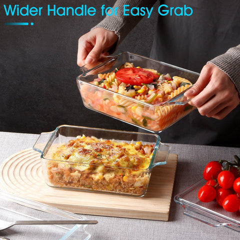 NUTRIUPS rectangular glass baking dish, oven-safe for roasting and baking