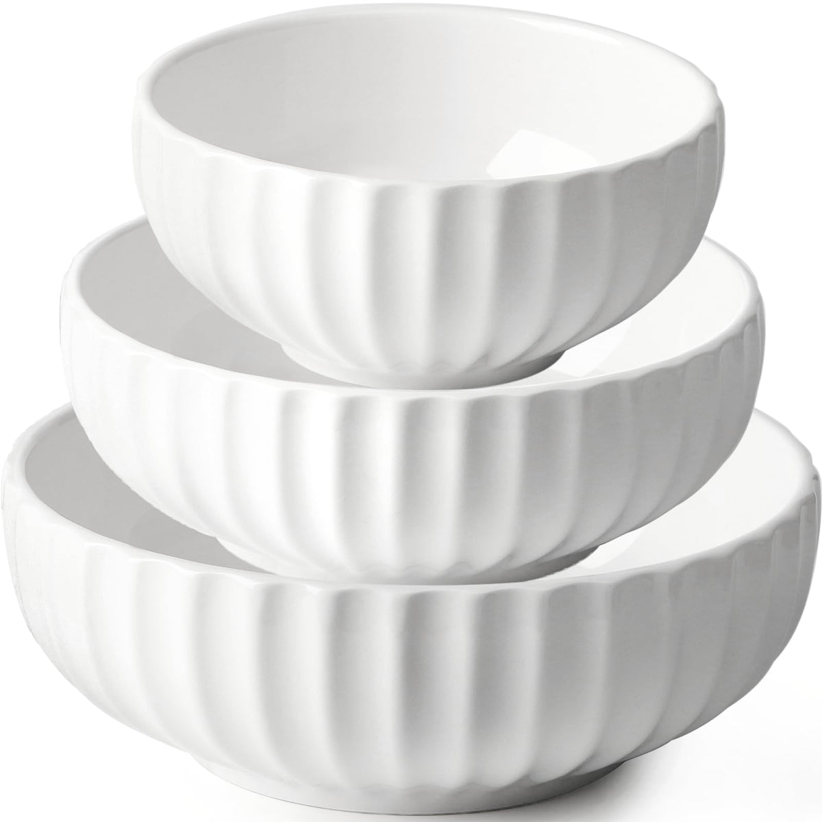 NUTRIUPS Nesting Serving Bowls set showing three sizes for versatile meals.