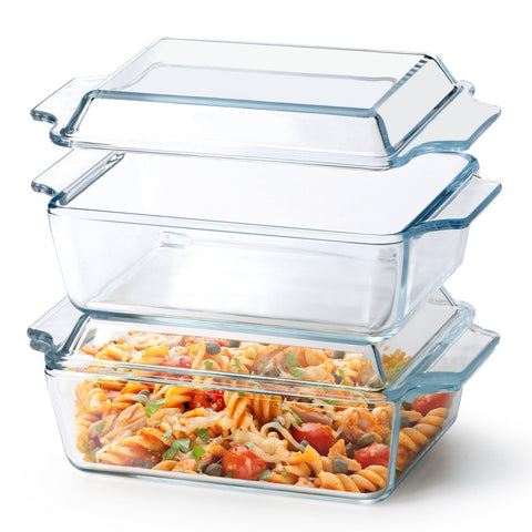 NUTRIUPS glass casserole set with lids for easy meal prep and serving