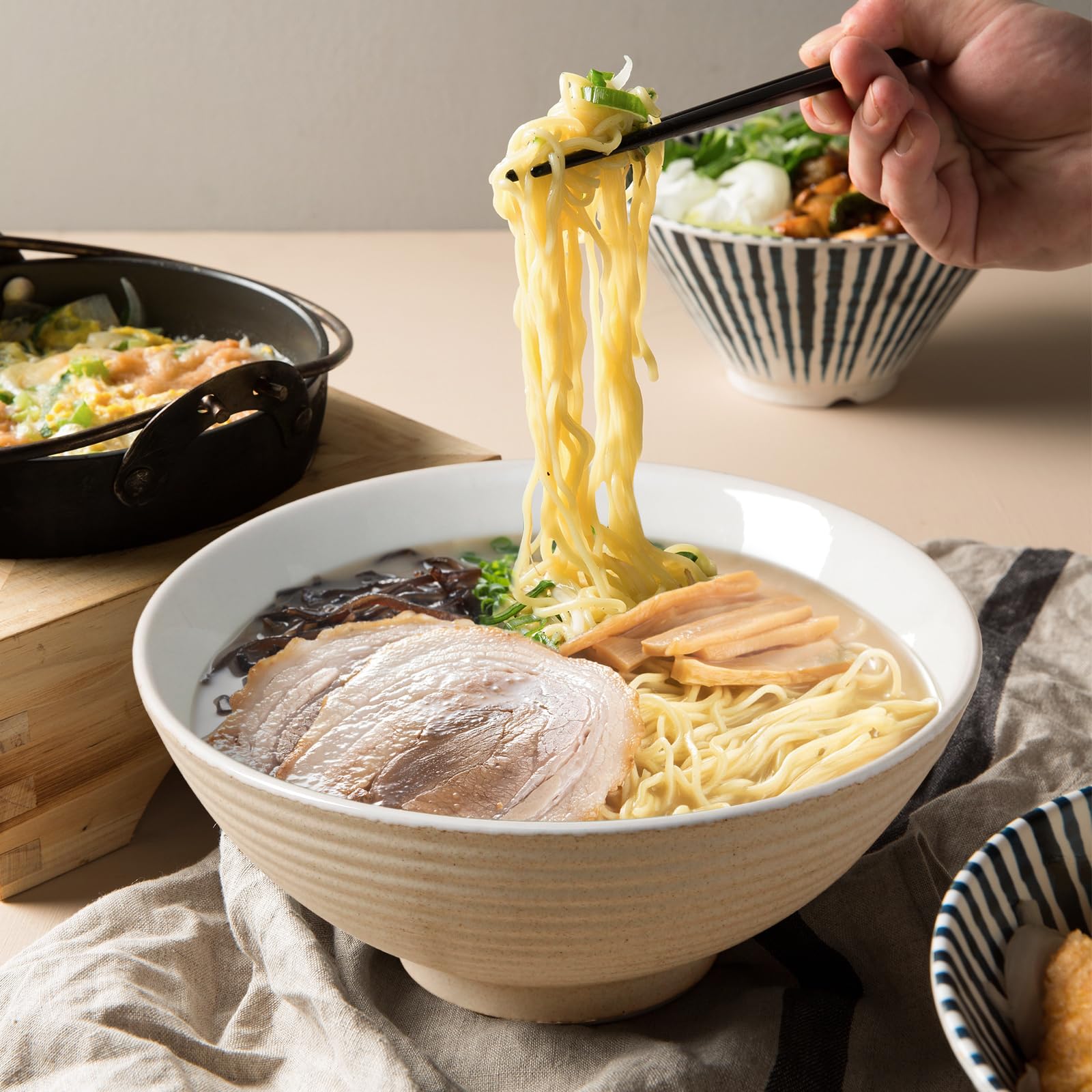 NutriUPS teal ramen bowls on a table for everyday meals.