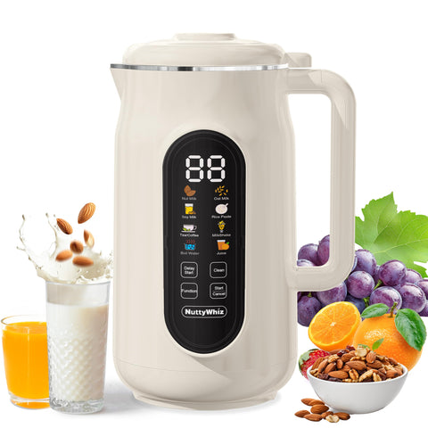 NuttyWhiz 10-in-1 milk maker front panel with LED controls for easy milk prep.