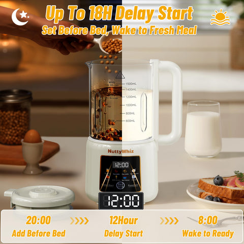 Keep drinks warm for up to 4 hours with NuttyWhiz on your countertop.