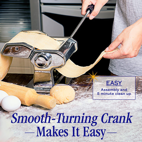 Nuvantee pasta maker rolling dough to ultra-thin sheets for wrappers.