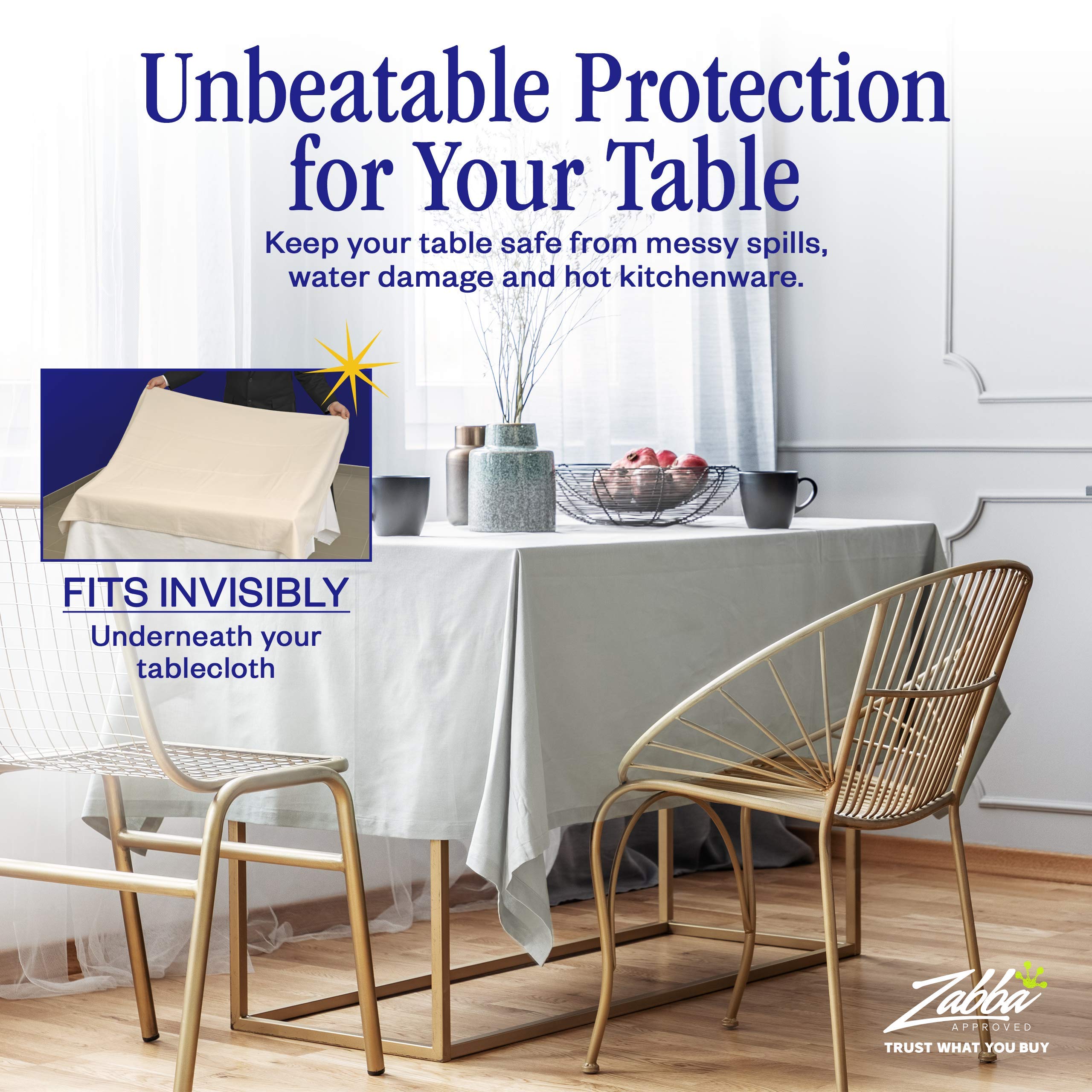 Nuvantee table pad with flannel backing lies flat for a seamless surface.