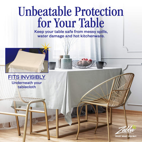 Nuvantee table pad with flannel backing lies flat for a seamless surface.