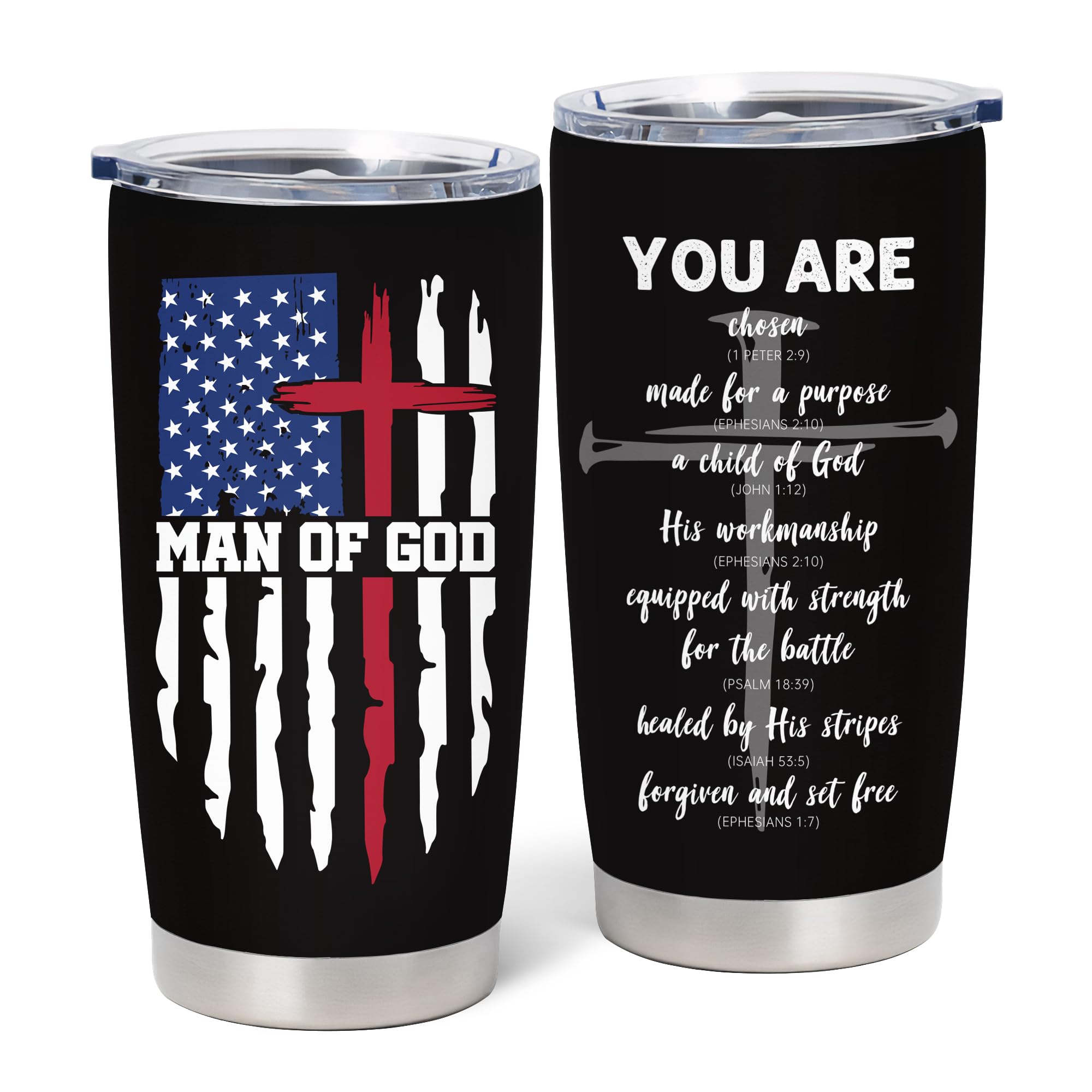 NVFCC Christian gifts men coffee tumbler with stainless steel finish for daily use.