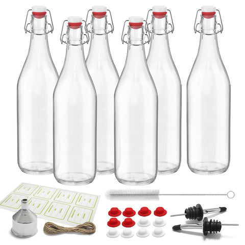 NVioAsport 6-pack swing-top bottles 1L ready for home brewing and storage