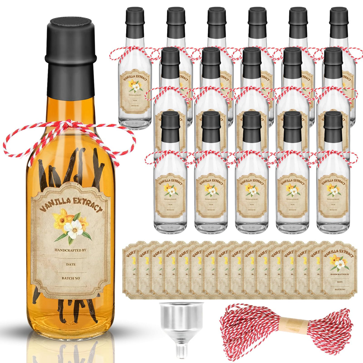 NVioAsport 5oz vanilla bottle with lids for secure storage of homemade extracts