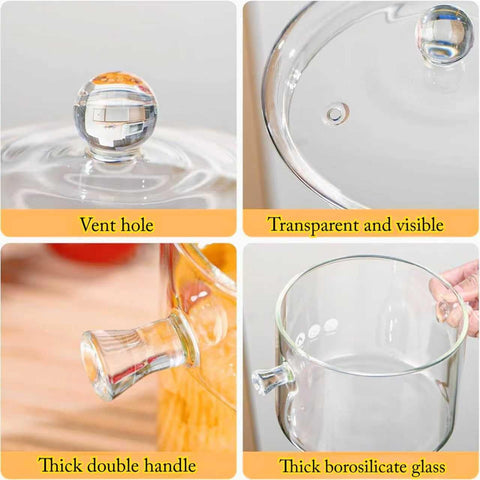 NVLIKNA glass saucepot handle designed for comfortable serving.