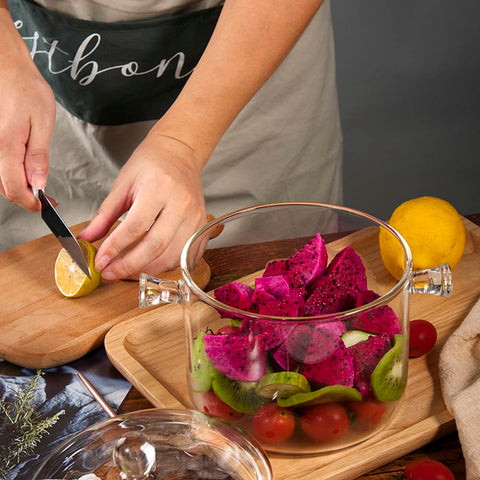 NVLIKNA glass saucepot capacity 1.9L suitable for 1-2 servings.