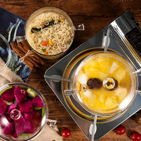 NVLIKNA glass saucepot safe for oven and microwave reheats.