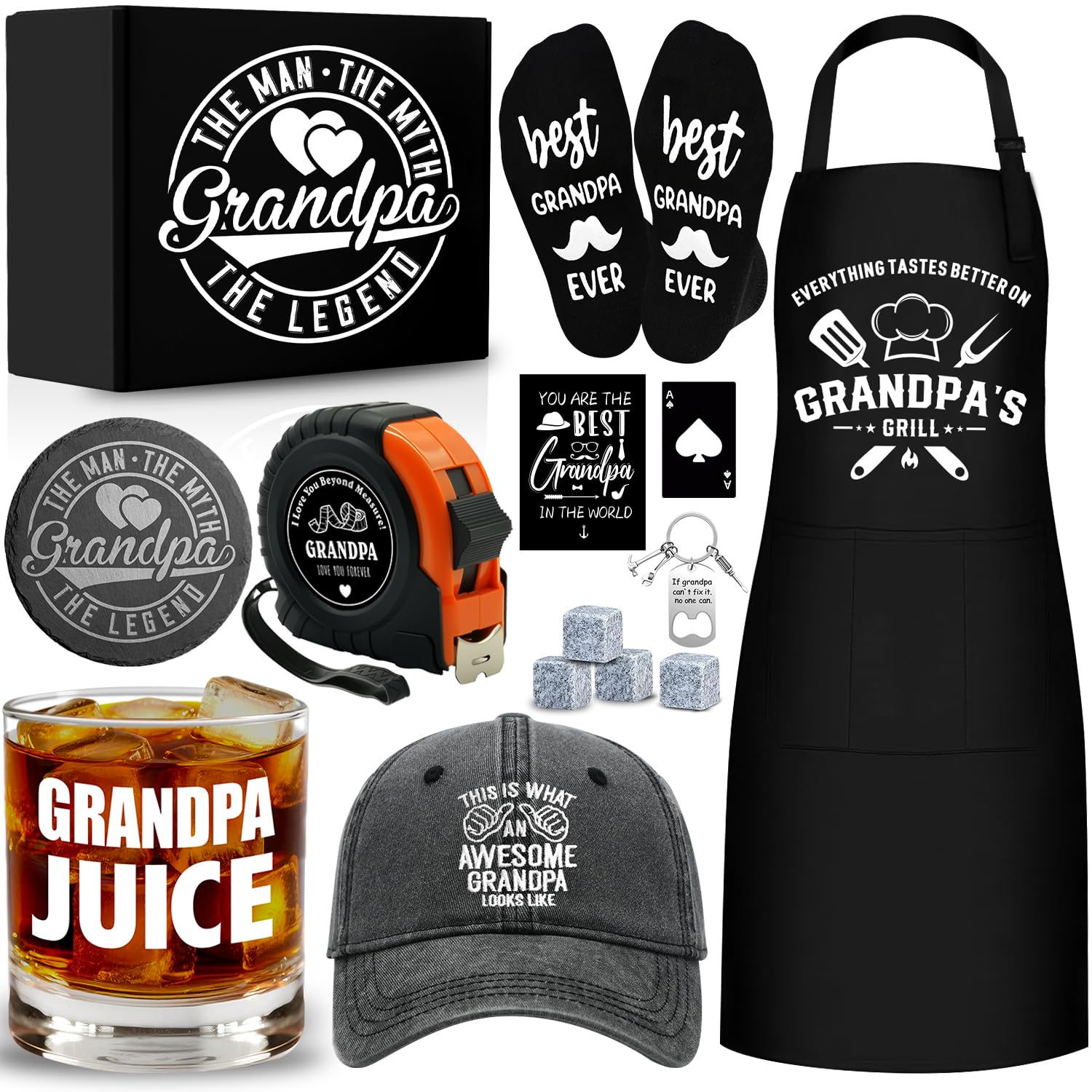 NVTROVI Grandpa Juice glass with bold engraving for grandpa gifts