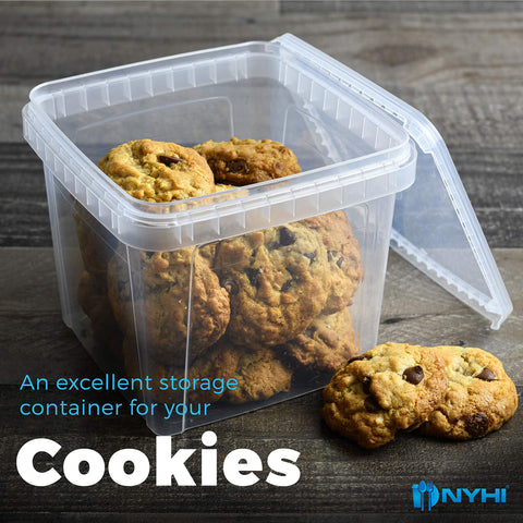 NYHI 20-pack square clear deli containers stacked neatly for pantry efficiency