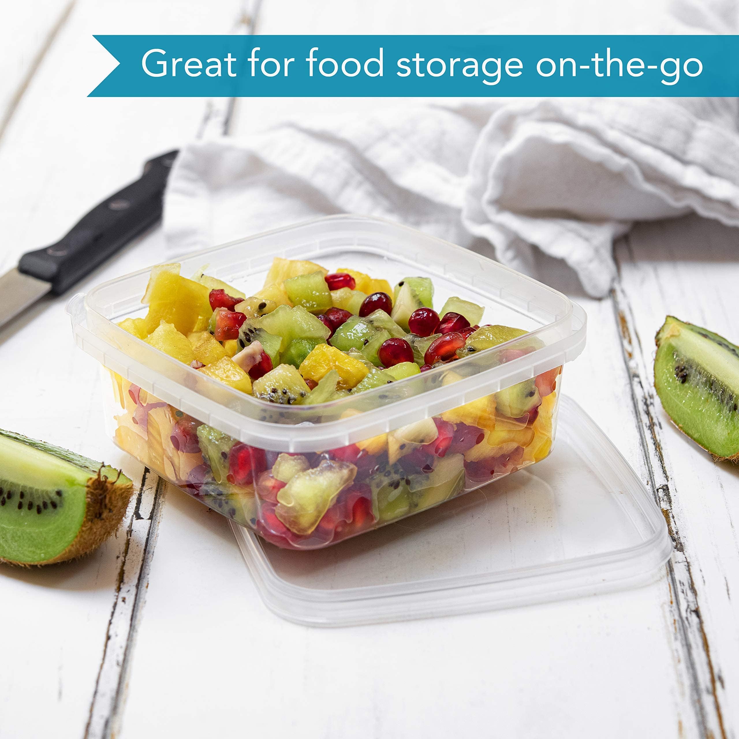 NYHI airtight tamper-evident lid on square deli container for safety.