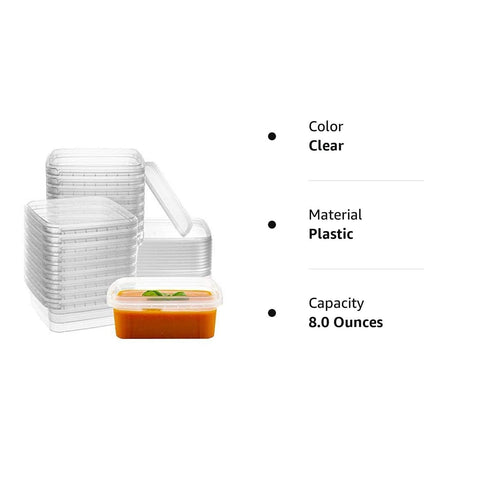 NYHI clear square deli container with lid for takeout meals.