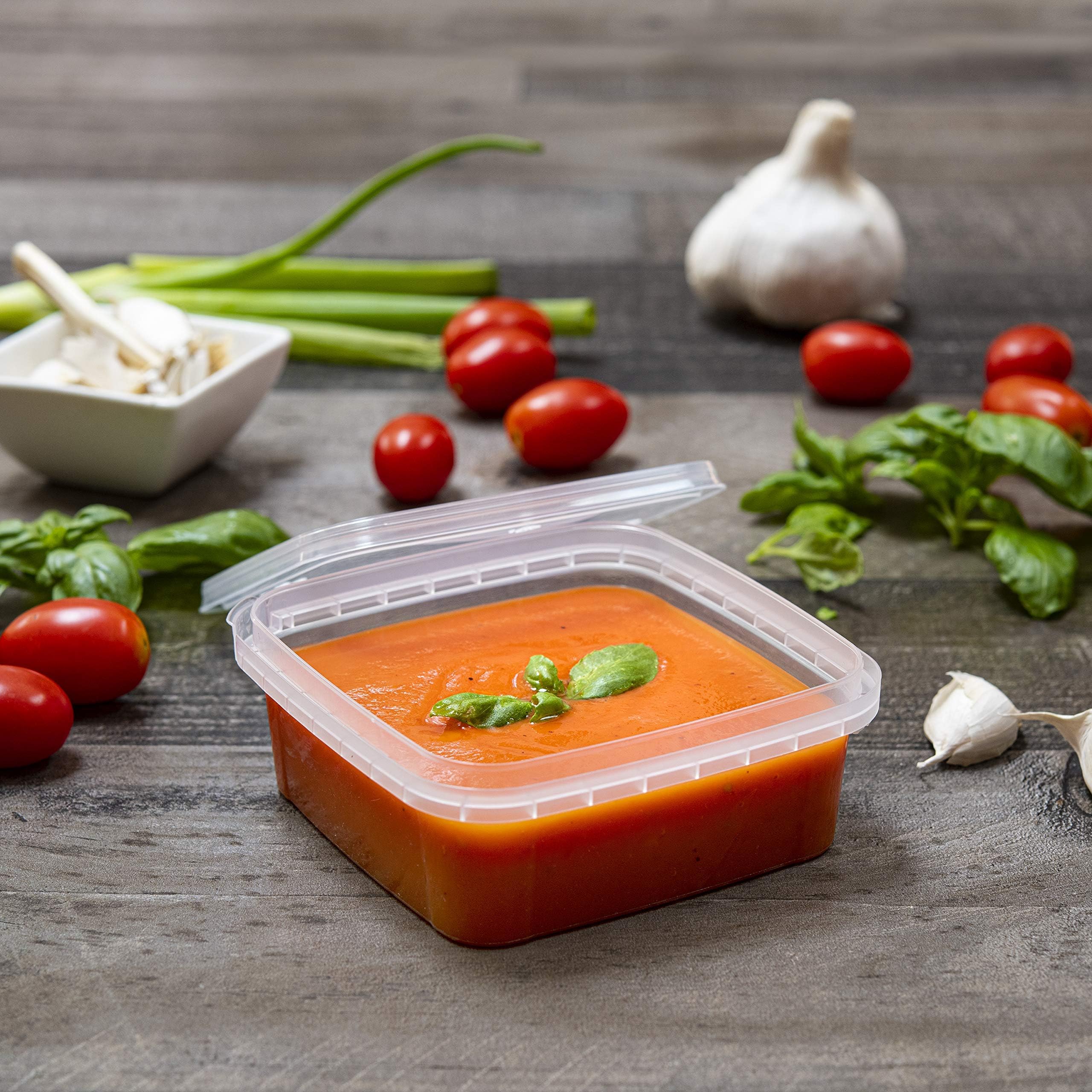 NYHI freezer-safe square deli containers ideal for leftovers and batch meals.