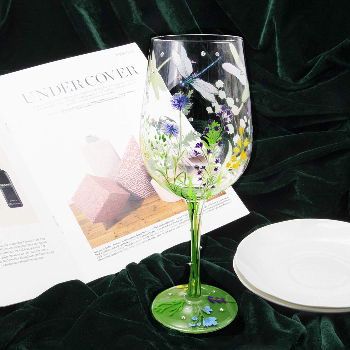 NymphFable hand-blown glass with dragonfly detail.