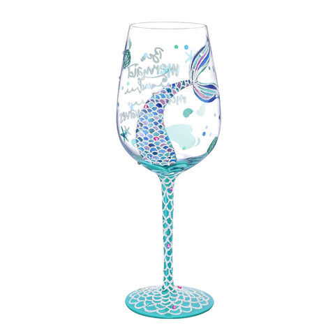NymphFable mermaid-tail wine glass 15oz with colorful tail, perfect centerpiece for parties.