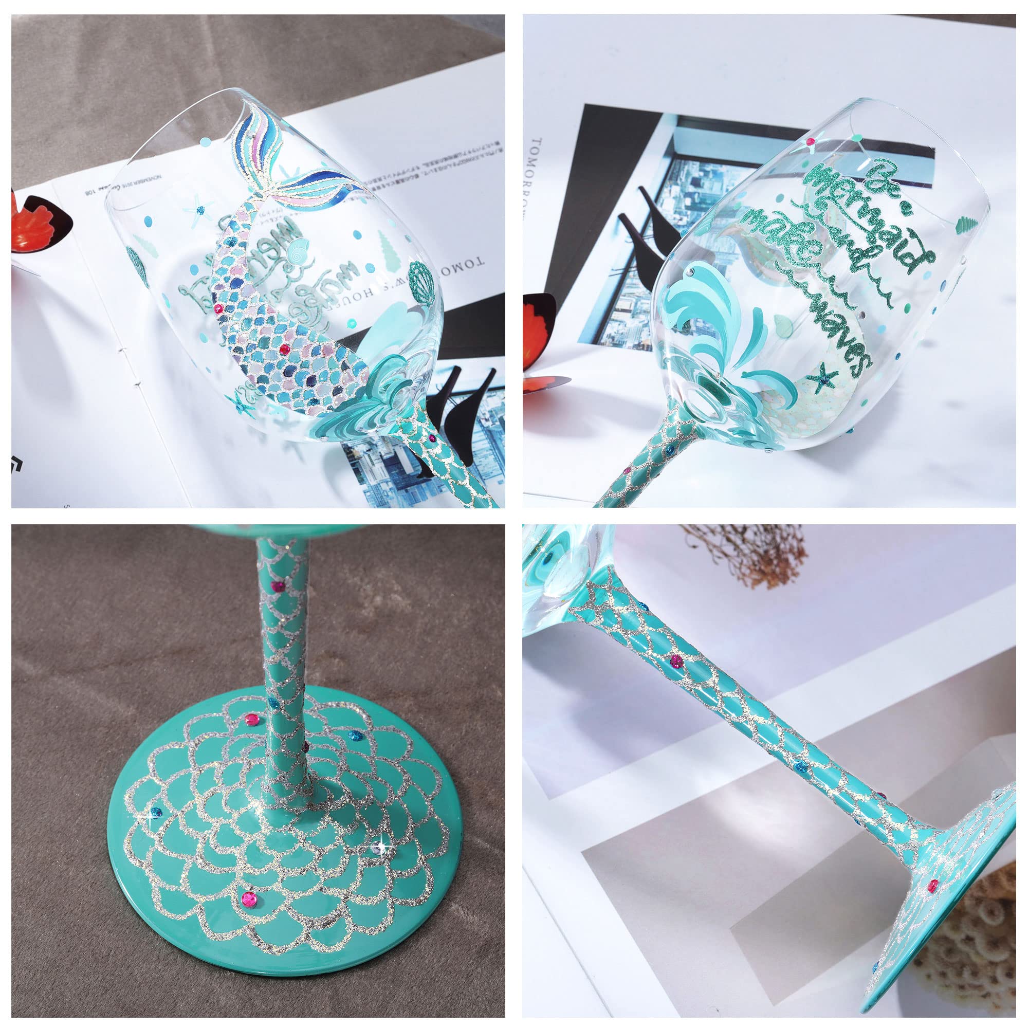NymphFable rhinestone embellishments add subtle sparkle to the hand-painted glass.