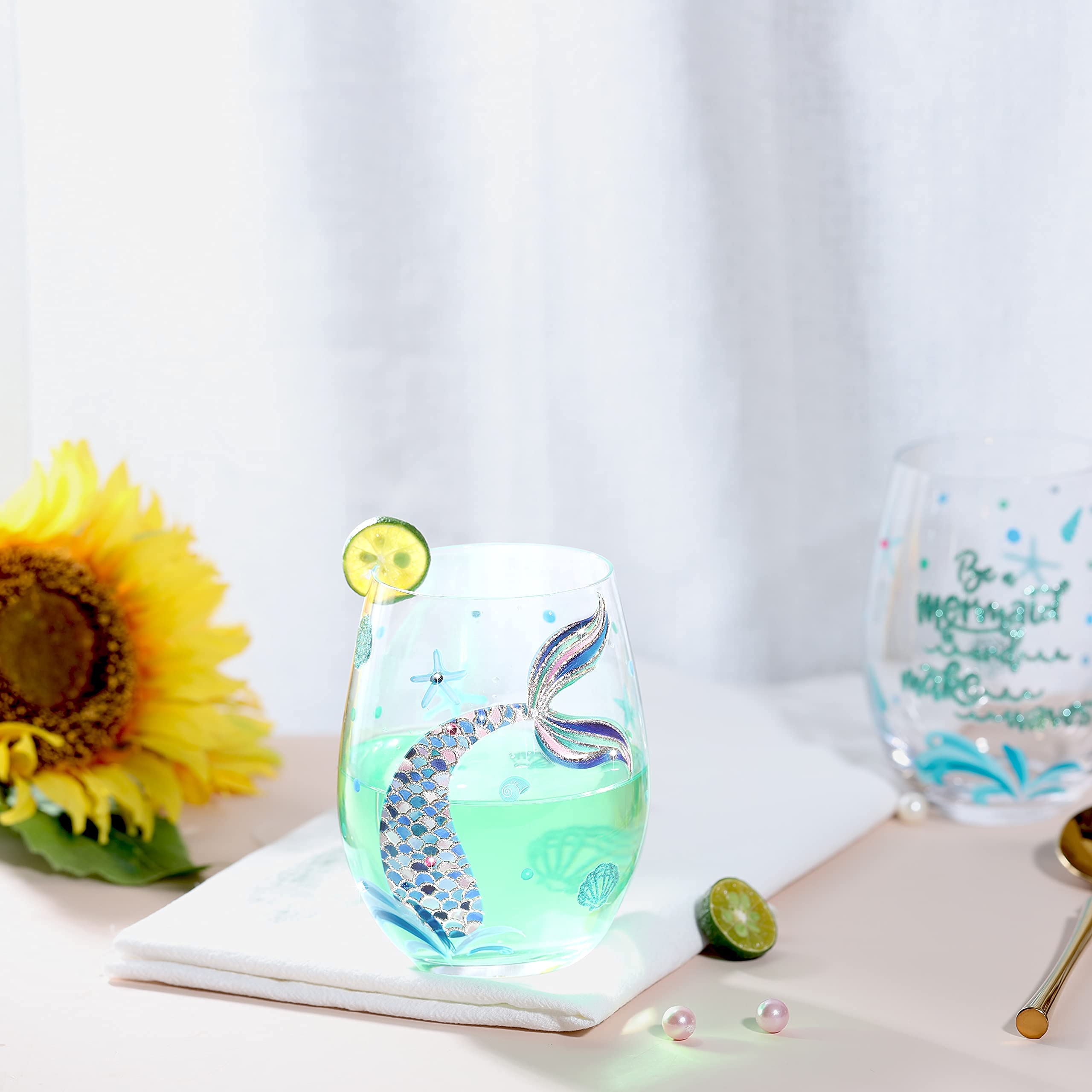 NymphFable hand-painted mermaid glass detail highlighting craft