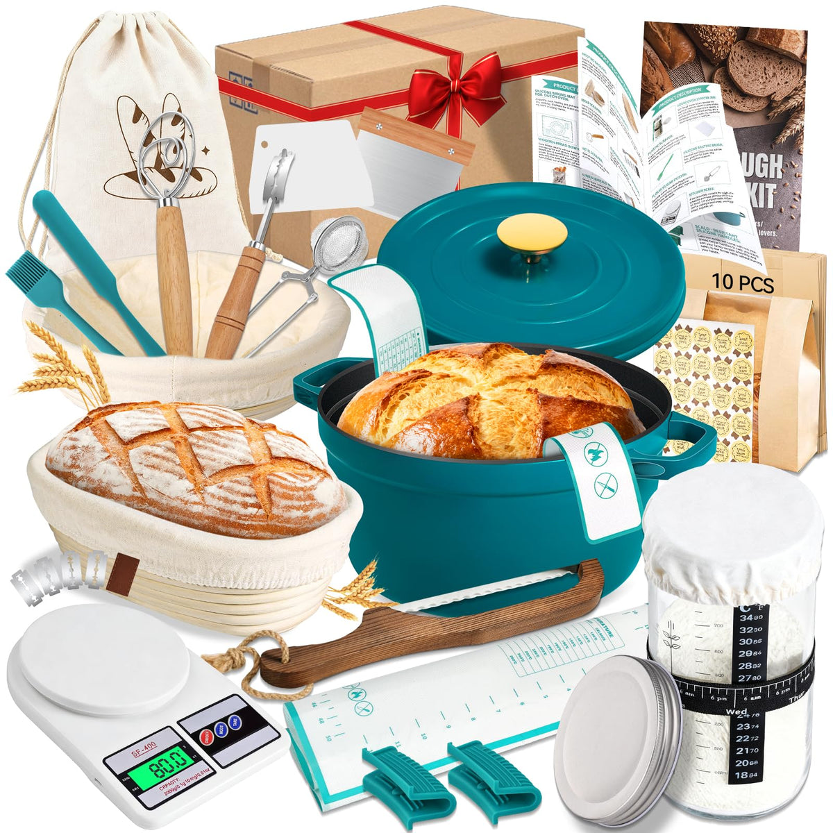 NZQXJXZ premium sourdough starter kit pot enhances heat distribution for even baking.
