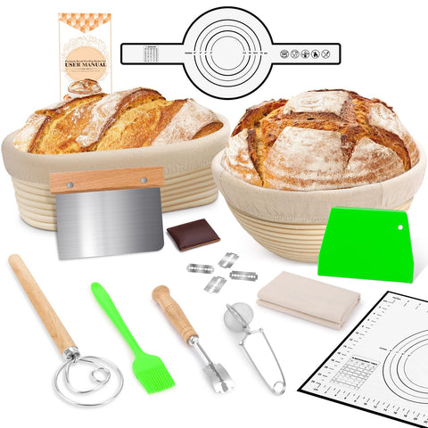 NZQXJXZ round banneton bread proofing basket 10in for even fermentation.