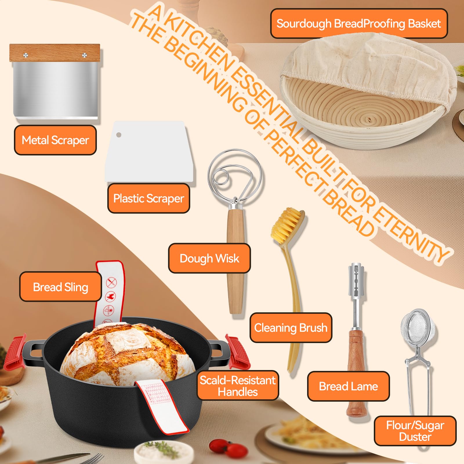 NZQXJXZ silicone bead sling helps transfer dough from basket to oven.