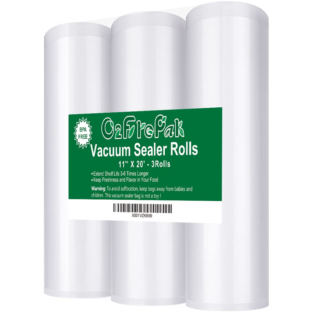 O2frepak 11x20 rolls: versatile freezer and sous vide storage that extend freshness.