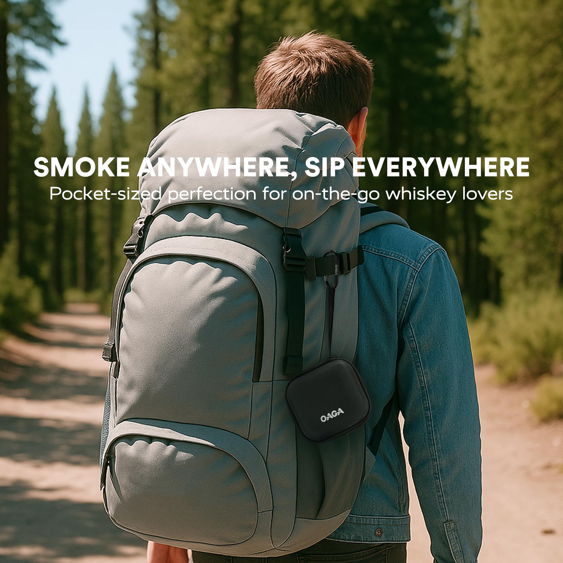 OAGA compact carry case with clip enables easy transport to any bar or camp