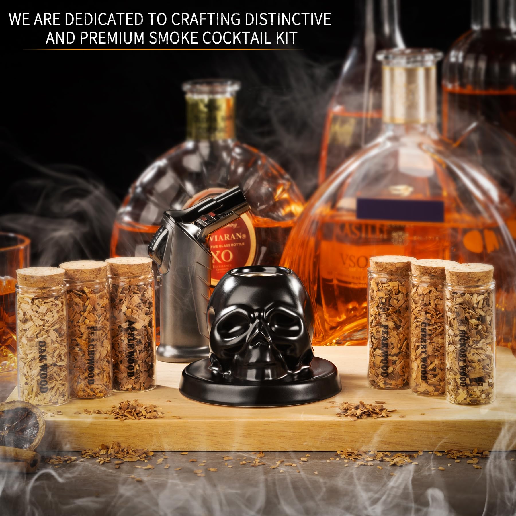 OAGA whiskey smoker kit dual flame lighter for safe at home smoking and infusion.