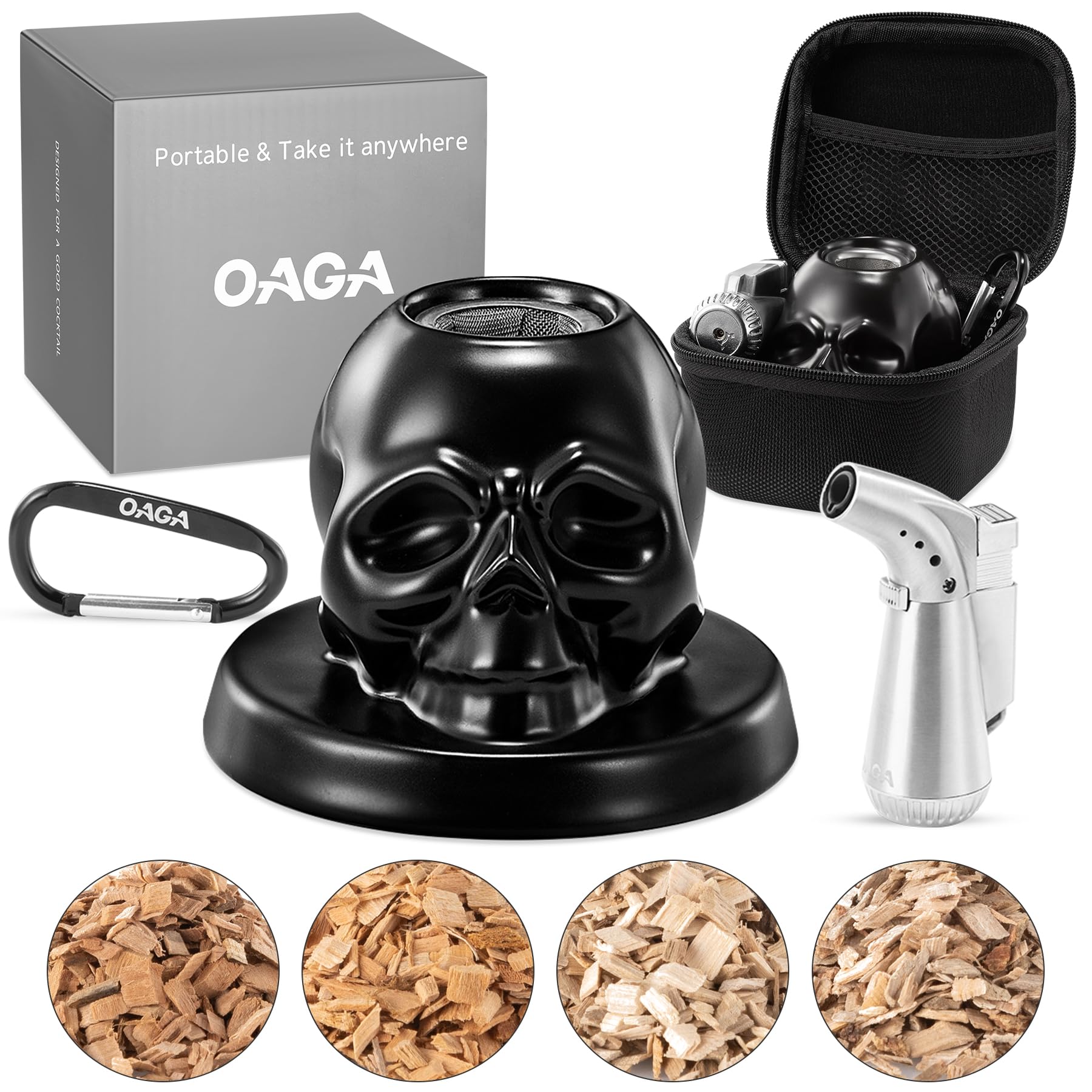 OAGA whiskey smoker kit with torch showcases portable design for on-the-go cocktails