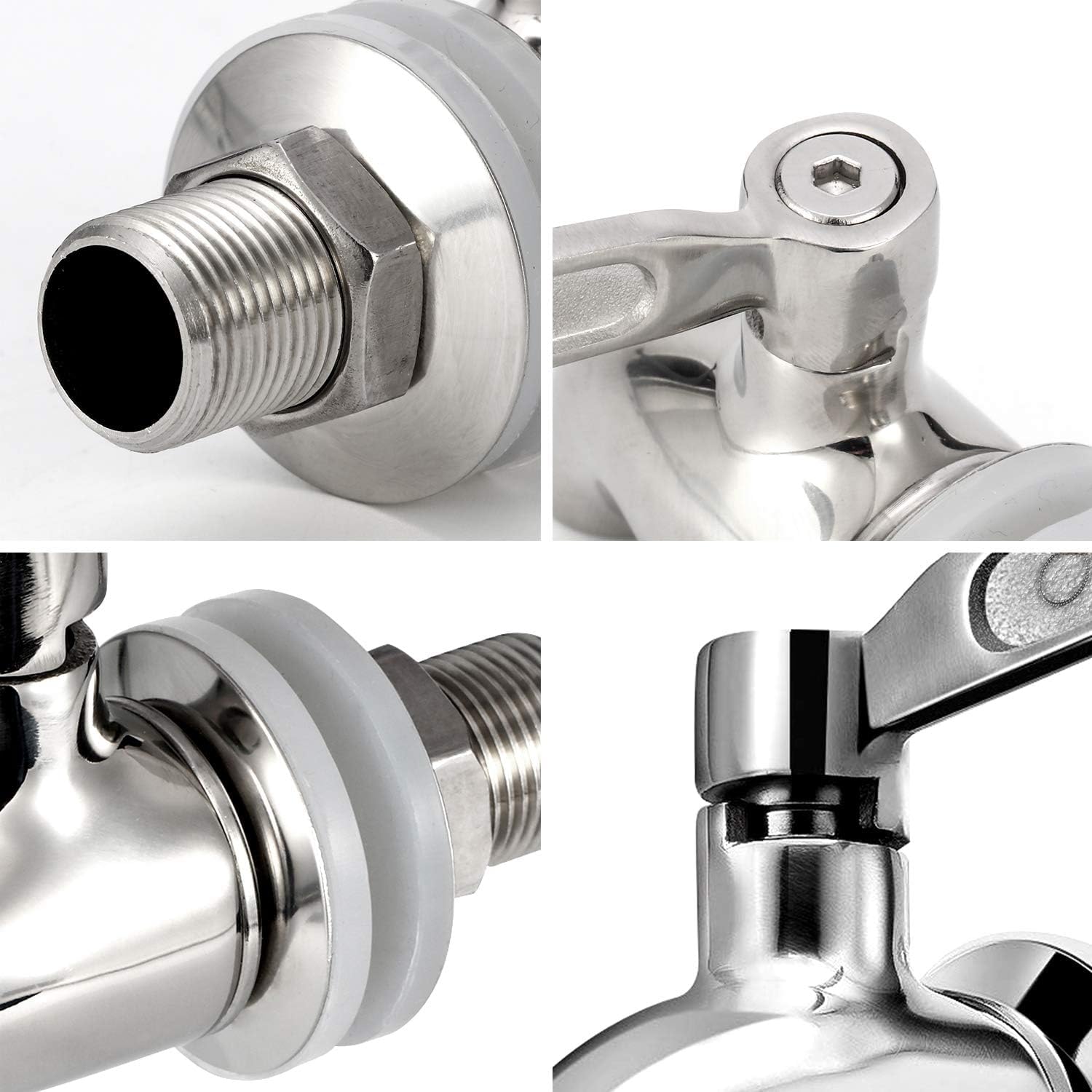 Oak Leaf spigot stainless steel construction highlights corrosion resistance.