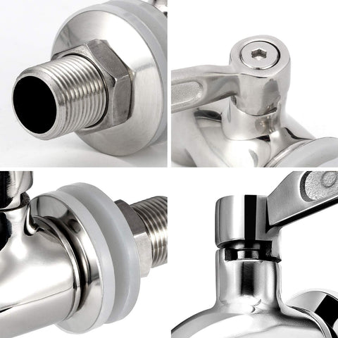 Oak Leaf spigot stainless steel construction highlights corrosion resistance.
