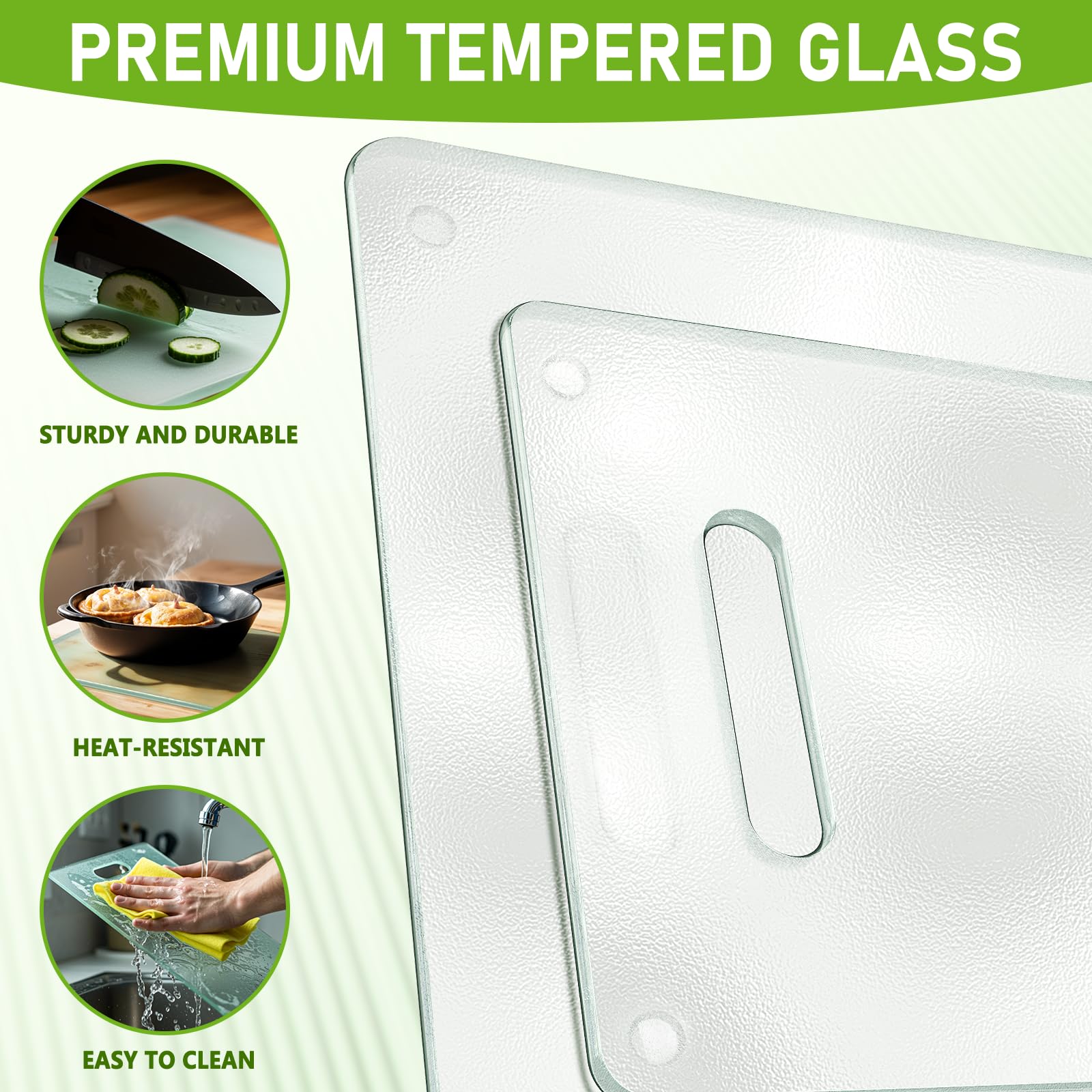 OAKJAR glass cutting board non slip surface keeps items in place