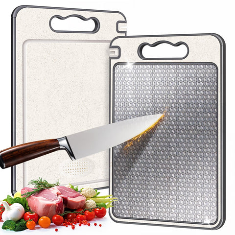 OAKJAR stainless steel cutting board with mesh panel for smoother knife actions