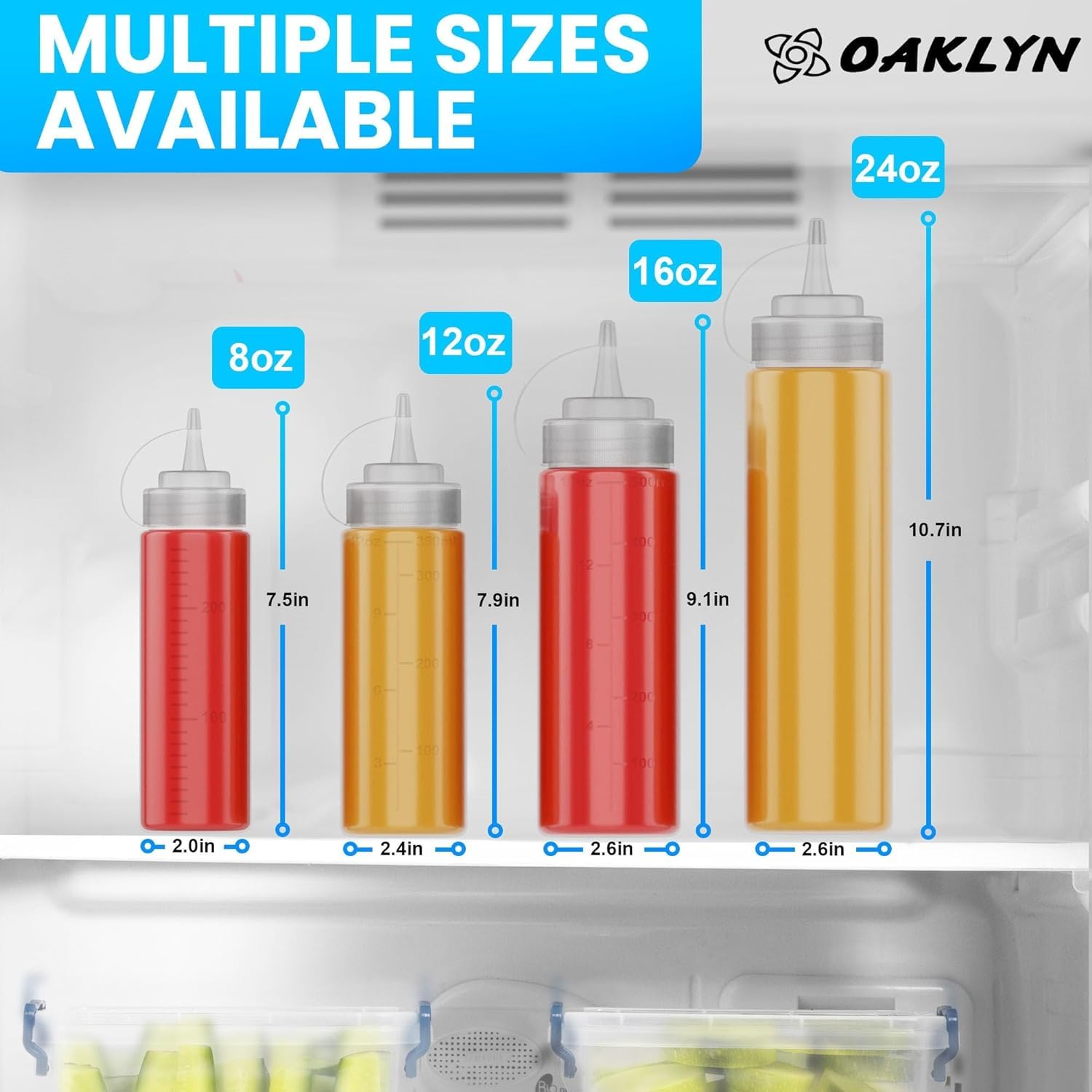 Oaklyn squeeze bottles are easy to fill and clean, saving time.