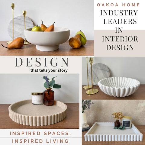 OAKOA round tray in resin offers durable sophistication for coffee tables and sideboards.