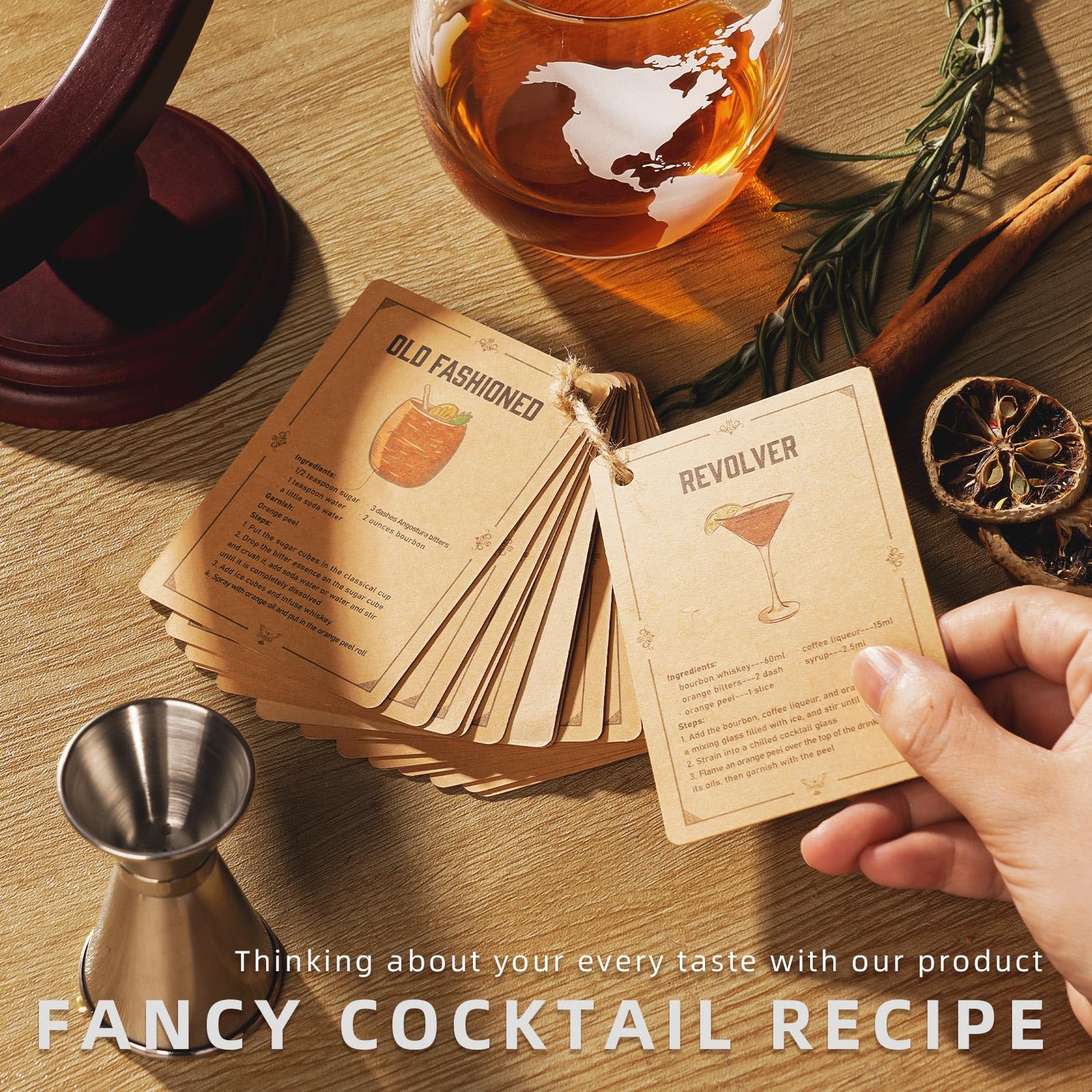 Oaksea etched globe glasses showcase whiskey hues for refined tasting.