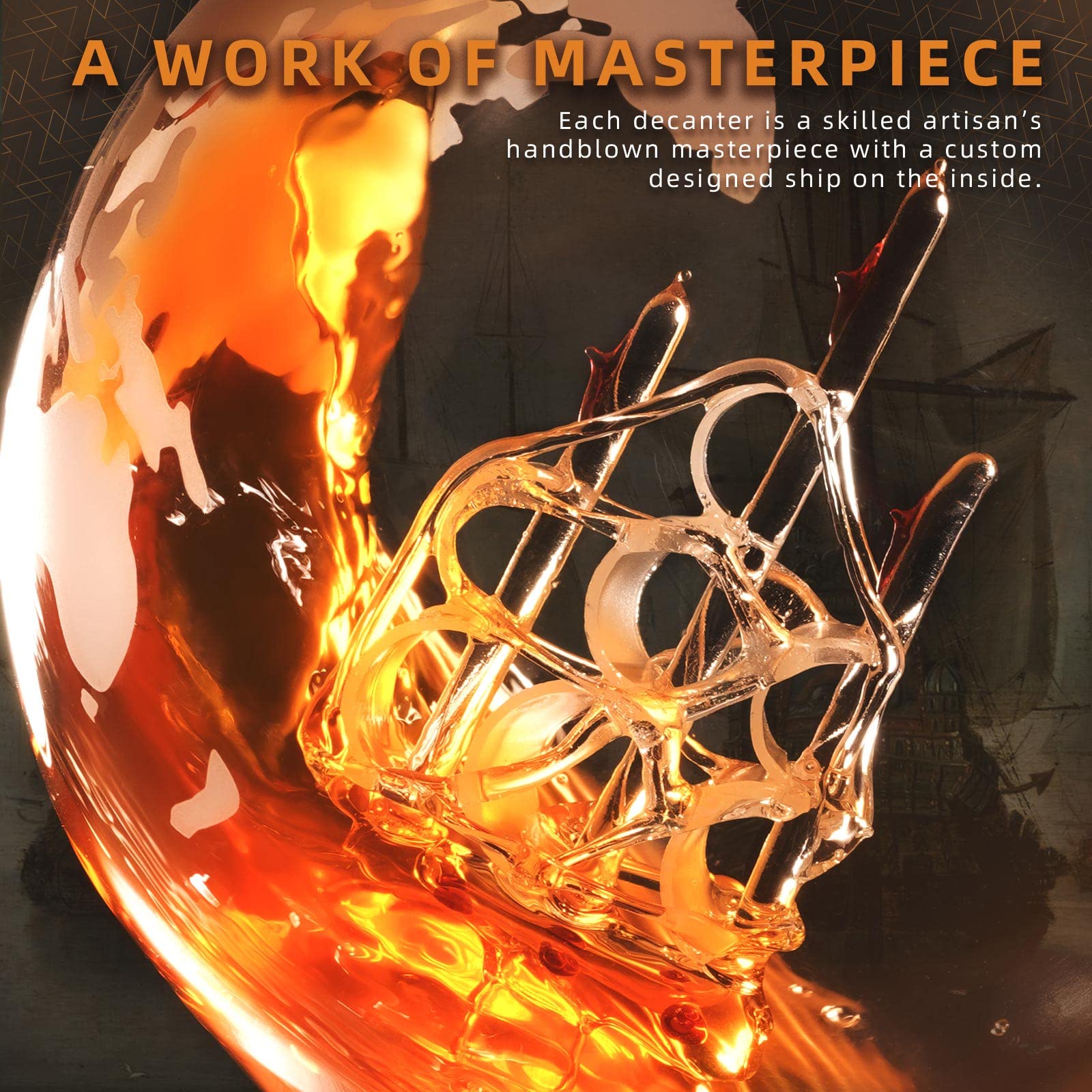 Oaksea lead-free crystal decanter ensures clear, pure pouring in use.