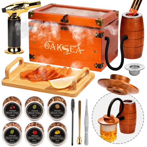 Oaksea Old Fashioned Smoker Kit front view for versatile at-home smoked cocktails.