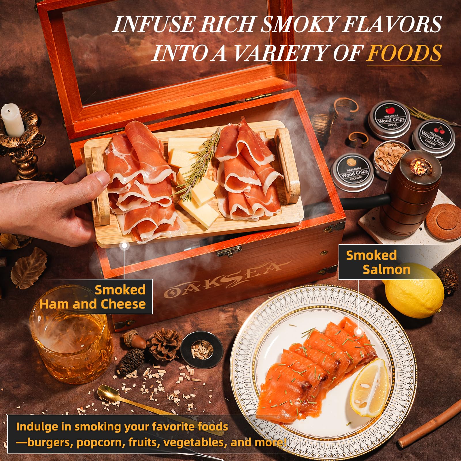 Oaksea six flavor wood chips pack adds depth to drinks and dishes.