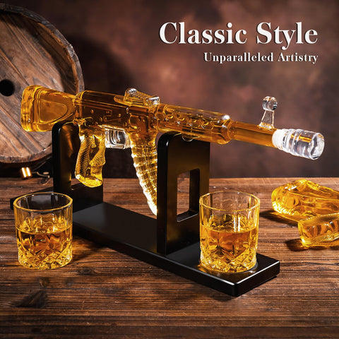 Oaksea whiskey glasses set paired with the AK47 decanter for refined pours