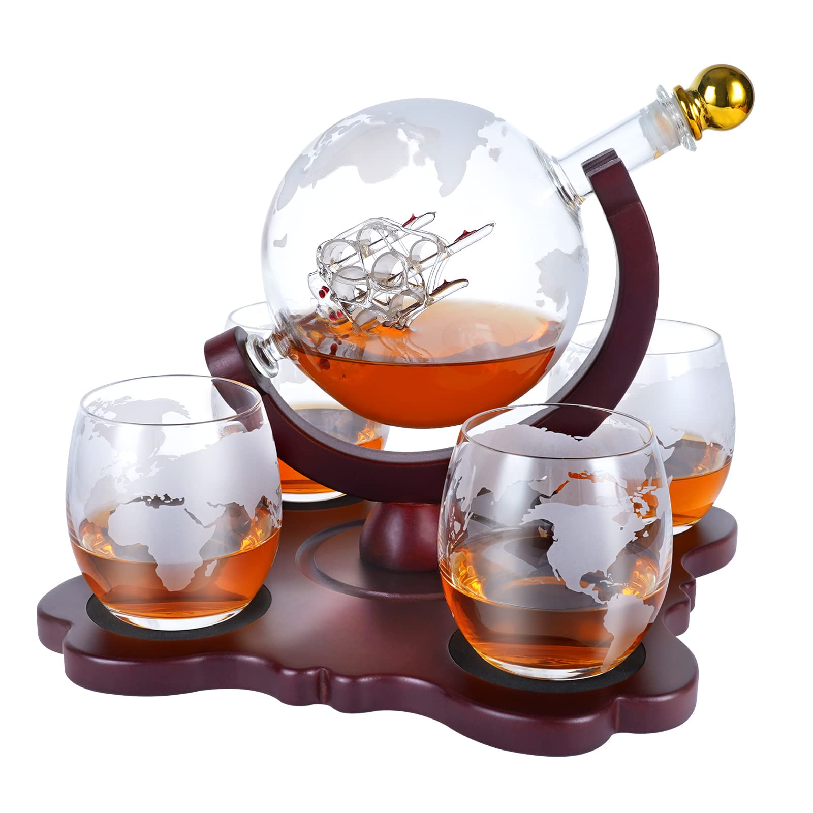 Oaksea whiskey globe decanter with world map design elevates home bar ambiance.