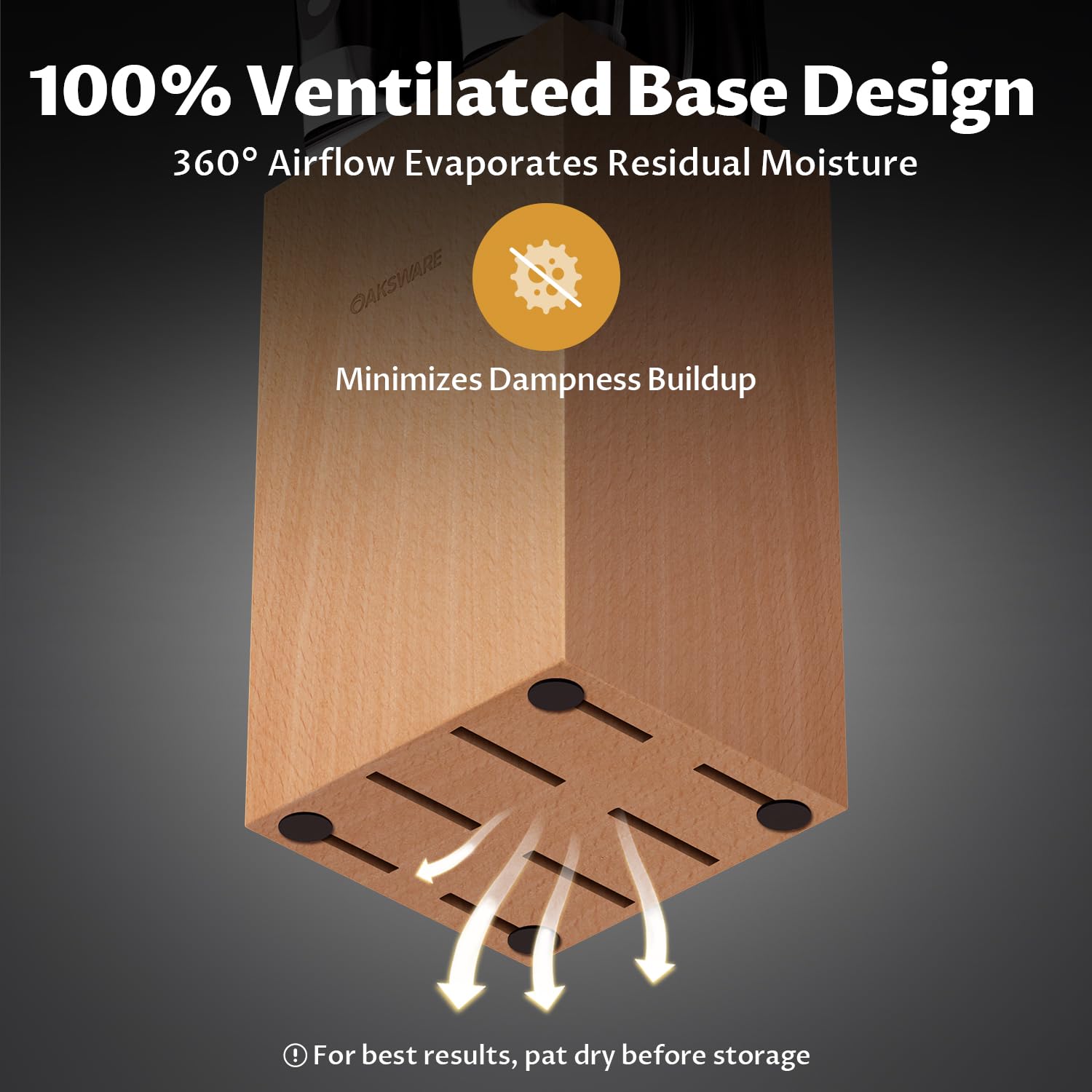 OAKSWARE beech block storage keeping blades upright and organized